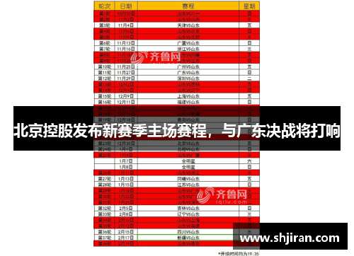 北京控股发布新赛季主场赛程，与广东决战将打响